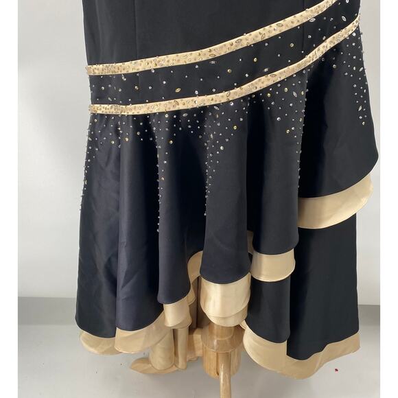 Vintage Y2k Camille La Vie Gown Beaded Strapless Satin Sweetheart Black Beige 10 - Picture 5 of 12